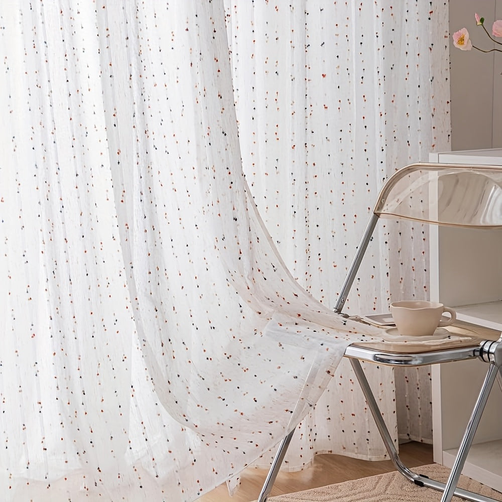 3D Funfetti Embroidered Sheer Window Panels (Extra Long Avail.) (Copy)