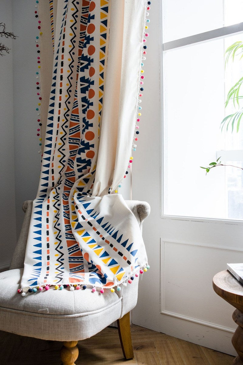Boho Navajo Colorful Geometric Curtain Panel
