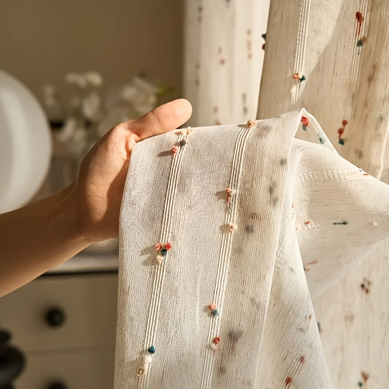 3D Funfetti Embroidered Sheer Window Panels (Extra Long Avail.) (Copy)