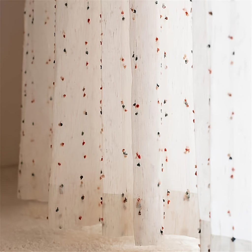 3D Funfetti Embroidered Sheer Window Panels (Extra Long Avail.) (Copy)